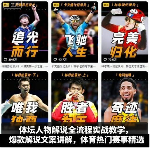 体坛人物解说全流程实战教学，爆款解说文案讲解，体育热门赛事精选-网创项目