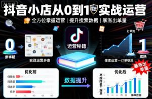 抖音小店从0到1实战运营，帮你全方位掌握小店运营，提升搜索数据与出单量-网创项目