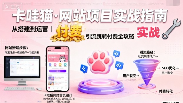 卡哇猫·网站项目，网站搭建与运营以及引流跳转付费-网创项目