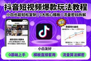 抖音短视频爆款玩法教程,小白也能轻松复制-网创项目