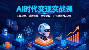 AI时代全场景实战课,工具应用、爆款制作、商业变现,51节掌握月入2万+-网创项目