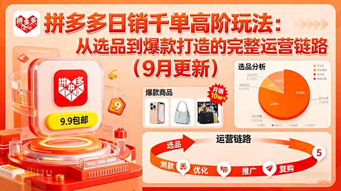 拼多多日销千单高阶玩法：从选品到爆款打造的完整运营链路(9月更新-网创项目