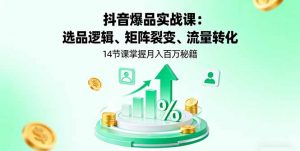 抖音爆品实战课:选品逻辑、矩阵裂变、流量转化,14节课掌握月入百万秘籍-网创项目