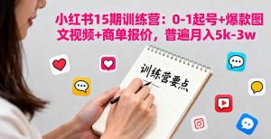 小红书15期训练营:0-1起号+爆款图文视频+商单报价,普遍月入5k-3w-网创项目