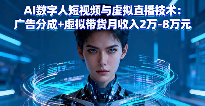 AI数字人短视频与虚拟直播技术：广告分成+虚拟带货月收入2万-8万元-网创项目