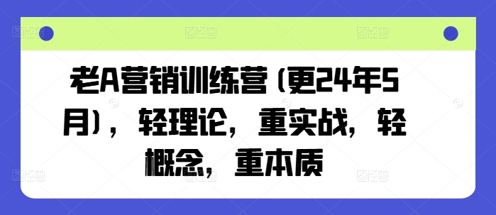 老A营销训练营(更25年10月)，轻理论，重实战，轻概念，重本质-网创项目