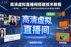 高清虚拟直播间搭建技术教程,一部手机、一台电脑、一块绿布轻松搭建低成本高清虚拟直播间-网创项目