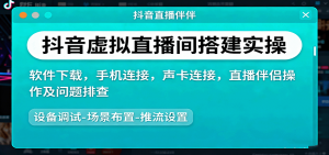 抖音虚拟直播间搭建实操、软件下载,手机连接,声卡连接,直播伴侣操作及问题排查-网创项目