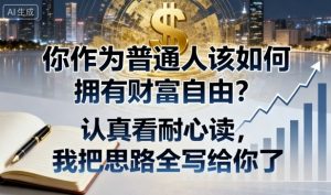 付费文章:你作为普通人该如何拥有财富自由?认真看耐心读,我把思路全写给你了-网创项目