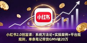 小红书2.0创富课：系统方法论+实操案例+平台规则，单条笔记带货GMV破20万-网创项目