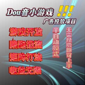 抖音小游戏广告推广项目，2025最新实测落地，单日收益300+-网创项目