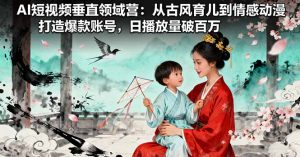 AI短视频垂直领域营：从古风育儿到情感动漫，打造爆款账号,日播放量破百万-网创项目