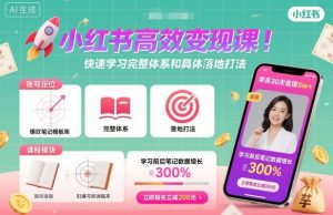 小红书高效变现课，快速学习小红书完整体系和具体落地打法-网创项目