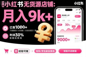 小红书无货源店铺项目，简单易上手，月入9k+，保姆级教程-网创项目