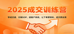 2025成交实战训练营：学成交道、日销SOP，建客户系统，让下单更轻松，成交更丝滑-网创项目