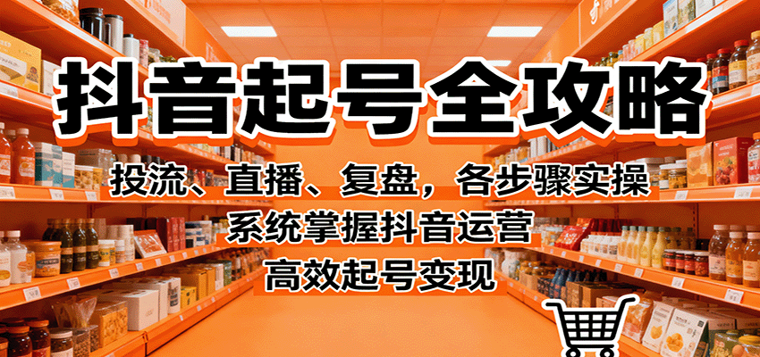 抖音起号全攻略，投流、直播、复盘，各步骤实操，系统掌握抖音运营，高效起号变现-网创项目
