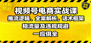 视频号电商实战课：推流逻辑、全案解析，话术框架，稳流量及违规规避等-网创项目