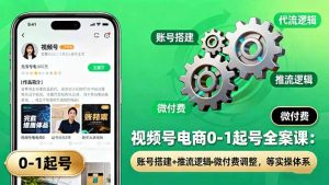 视频号电商0-1起号全案课：账号搭建+推流逻辑+微付费调整，等实操体系-网创项目