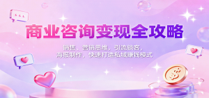 商业咨询变现全攻略：销售、营销思维，引流锁客，海报制作，快速打造私域赚钱模式-网创项目