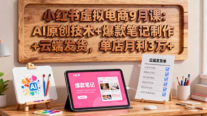 小红书虚拟电商9月课：AI原创技术+爆款笔记制作+云端发货，单店月利3万+-网创项目