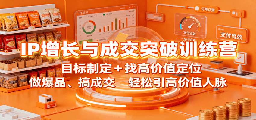 IP增长与成交突破训练营：目标制定+找高价值定位，做爆品、搞成交，轻松引高价值人脉-网创项目
