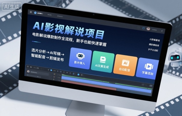 AI影视解说项目，电影解说爆款制作全流程，新手也能快速掌握-网创项目