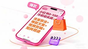 小红书0-100冷启动实战：流量算法+爆款选品+爆款文案+视频剪辑+矩阵搭建-网创项目