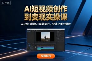 AI短视频创作到变现实操课,从0到1掌握AI+剪辑能力,快速上手出爆款(更新10月)-网创项目