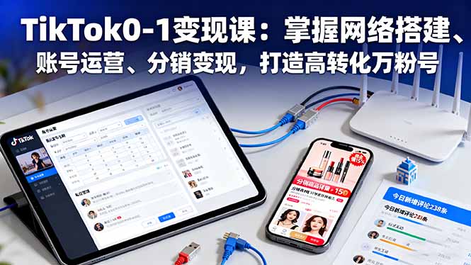TikTok0-1变现课：掌握网络搭建、账号运营、分销变现，打造高转化万粉号-网创项目