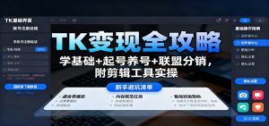 TK变现全攻略:学基础+起号养号+联盟分销,附剪辑工具实操-网创项目