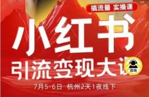 小红书引流变现7月线下大课,一次性讲透小红书笔记、矩阵、投放、引流、转化的全流程SOP-网创项目