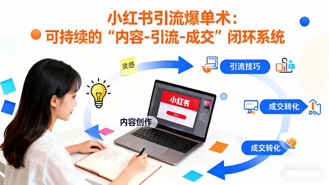 小红书引流爆单术：构建一套低成本 可持续的“内容-引流-成交”闭环系统-网创项目