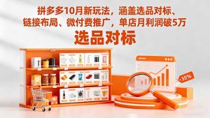 拼多多10月新玩法,涵盖选品对标、链接布局、微付费推广,单店月利润破5万-网创项目