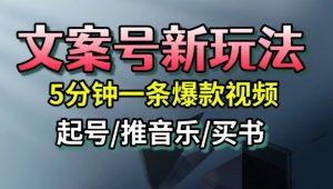 文案号新玩法，5分钟一条爆款视频，流量高，起号快，多方位变现-网创项目