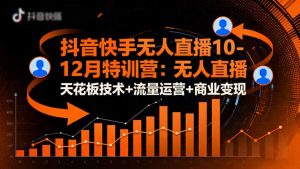 抖音快手无人直播10-12月特训营:无人直播天花板技术+流量运营+商业变现-网创项目