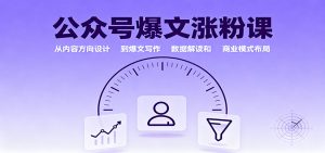 公众号爆文涨粉课：从内容方向设计到爆文写作，数据解读和商业模式布局-网创项目