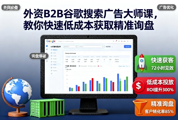 外资B2B谷歌搜索广告大师课，教你快速低成本获取精准询盘-网创项目