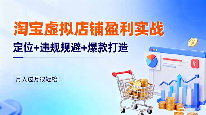 淘宝虚拟店铺盈利实战：定位+违规规避+爆款打造，月入过万很轻松！-网创项目