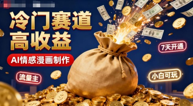 公众号冷门赛道，用AI做情感漫画，7天开通流量主，操作简单，小白可玩-网创项目