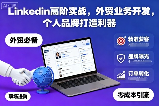 Linkedin高阶实战，外贸业务开发，个人品牌打造利器-网创项目