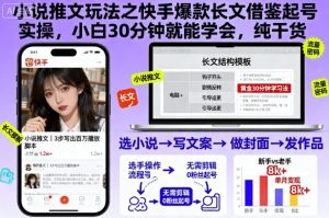 小说推文玩法之快手爆款长文借鉴起号实操，小白30分钟就能学会，纯干货-网创项目
