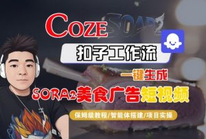 Coze扣子智能体工作流一键生成“SORA2美食广告“短视频,全流程保姆级教学-网创项目