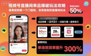 视频号直播间单品爆破玩法攻略，像素级拆解一个门槛低，容易复制到直播间玩法-网创项目