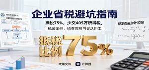 企业省税避坑指南:抵税75%,少交405万所得税,税筹案例,稽查应对与灵活用工-网创项目