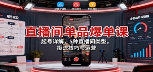 直播间单品爆单课：起号详解，5种直播间类型，投流技巧与运营-网创项目