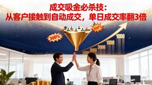 吸金成交营销必杀技:从客户接触到自动成交,单日成交率翻3倍-网创项目