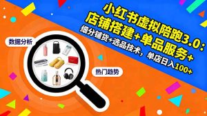 小红书虚拟陪跑3.0：店铺搭建+单品服务+细分铺货+选品技术，单店日入100+-网创项目