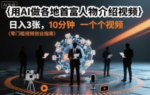 用AI做各地首富人物介绍视频,日入3张,10分钟一个视频-网创项目