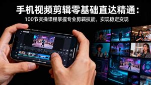 手机视频剪辑零基础直达精通:100节实操课程掌握专业剪辑技能,实现稳…-网创项目