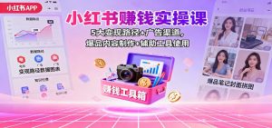 小红书赚钱实操课：5大变现路径+广告渠道，爆品内容制作+辅助工具使用-网创项目